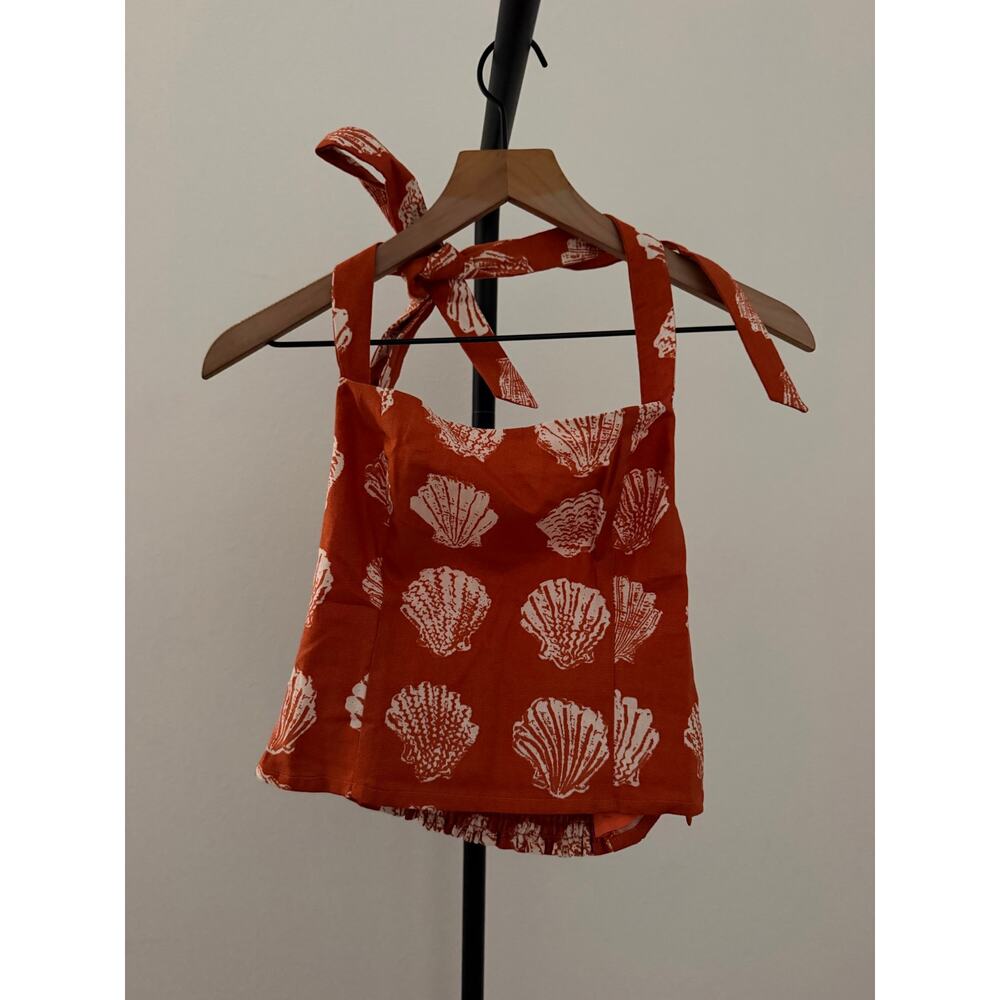 $169 New Kourt Dixie Sanibel sunset linen halter top blouse size 2 - Picture 6 of 7